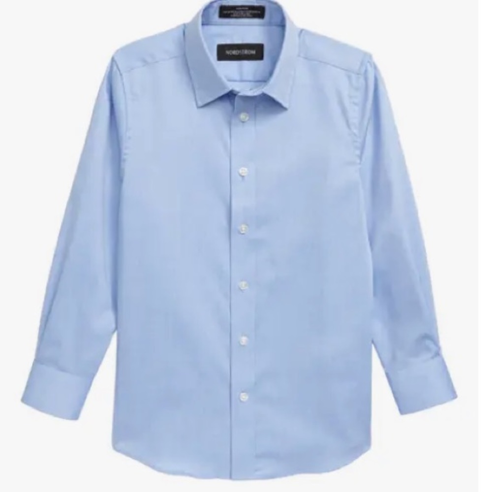 Nordstrom Kids’ Solid Dress Shirt Long-sleeve Button Down Oxford Blue Size 14 - Picture 2 of 6